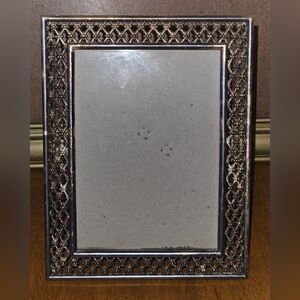 Burnes of Boston Silver Plated Metal Filigreed 7"x 9"  Photo Frame Fits 5"x 7"